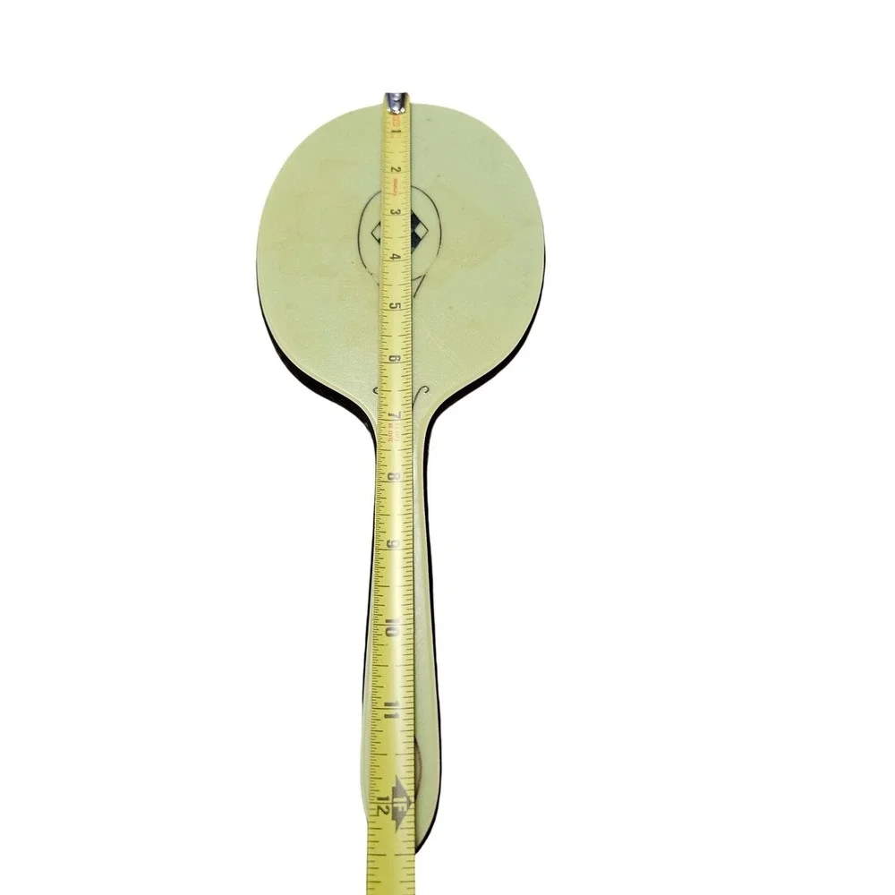 Vintage Art Deco Sage Green‎ Celluloid Handheld Mirror Harlequin Diamond Inlay